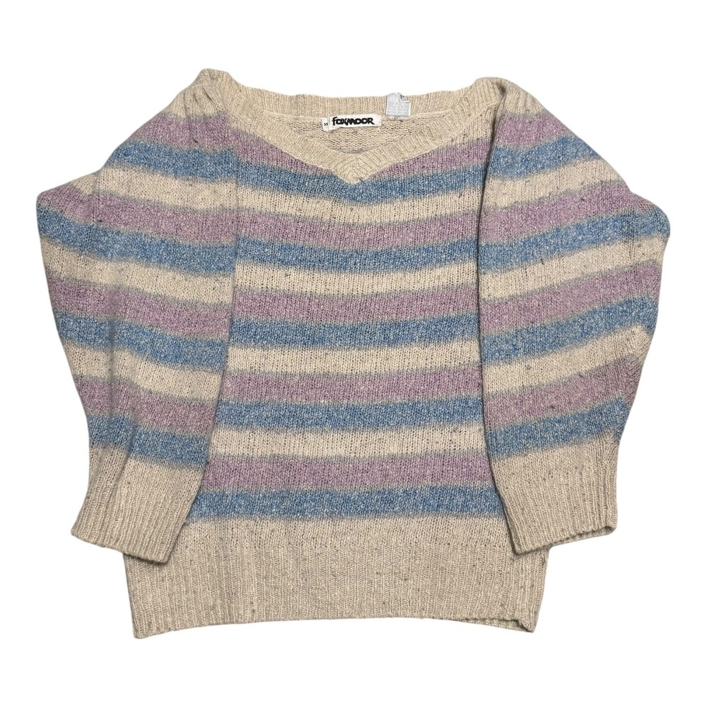 VNTG 80s Foxmoor Striped Multicolor‎ Silk Blend Sweater Womens S (Fits XXS/XS)